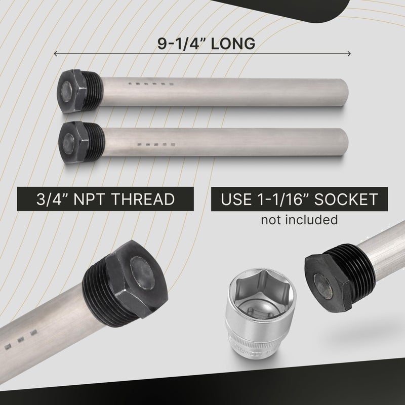 Diximus Anode RV Water Heater Set of 2 - Camper Water Heater Anode Rod 3/4'' Thread - Magnesium RV Anode Rod - Compatible with Mor-Flo and Suburban Water Heater Tanks - Image 3